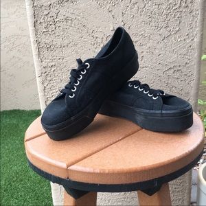Superga platform low top sneakers women 9 black